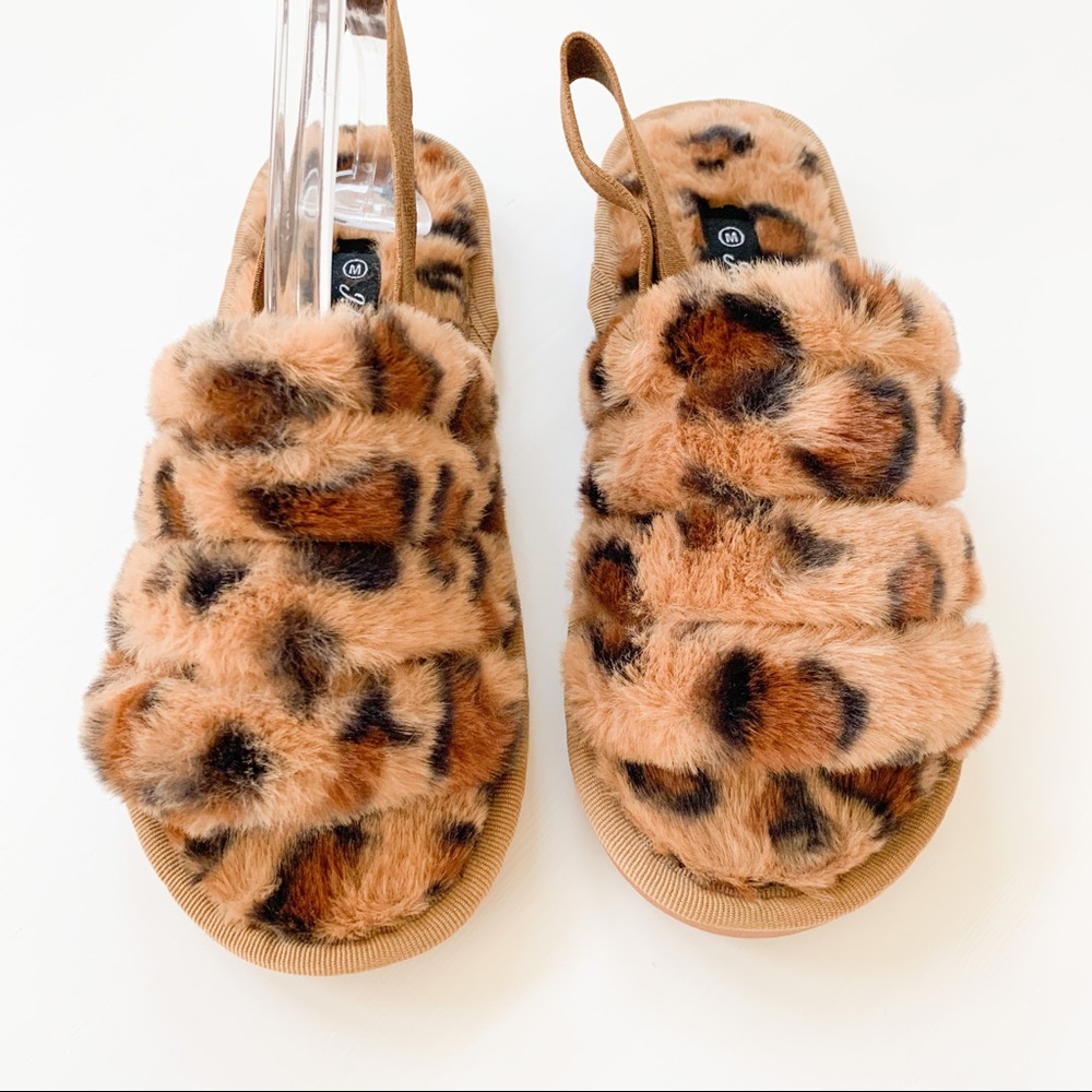 ❌SOLD❌ J. Mark Leopard Fluffy Slides Mellow-01 - Picture 4 of 8